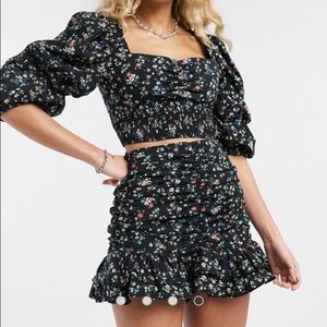 Floral Crop Top in Black